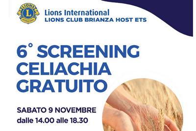 scritta  "6° Screening gratuito della celiachia" in blu su fondo bianco